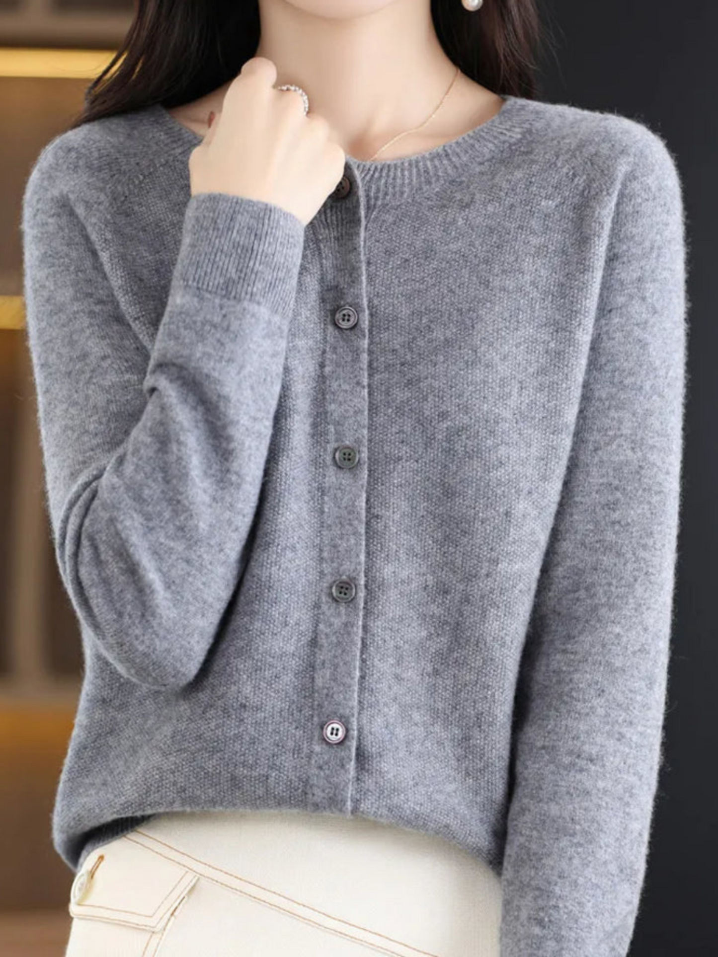 Soft Knit Cardigan for Women | Classic Round Neck 4