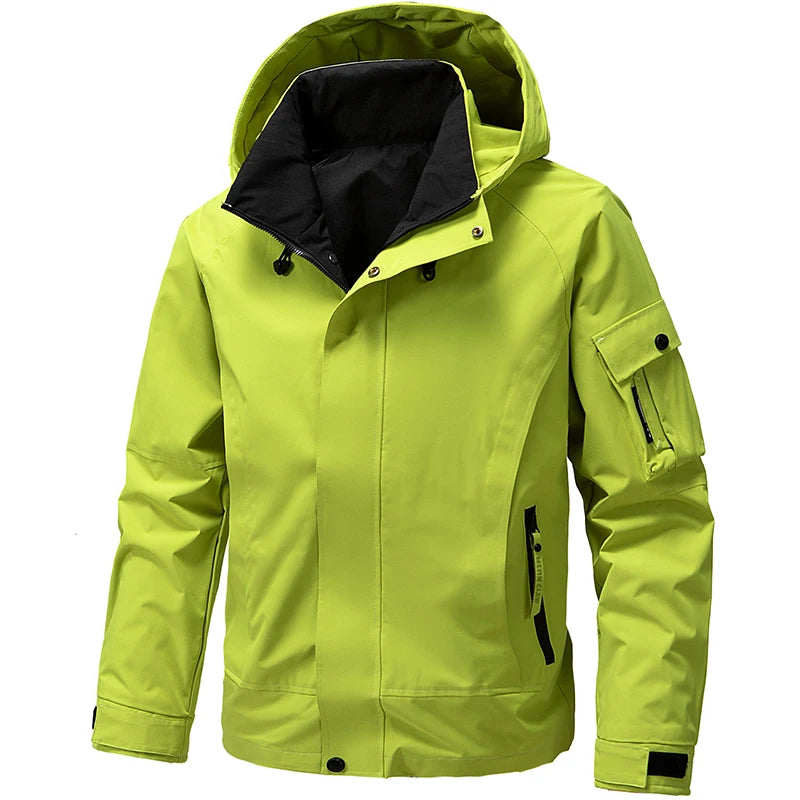 Softshell Lightweight Jacket for Men | Adjustable Hood, Wind-Resistant | Light green