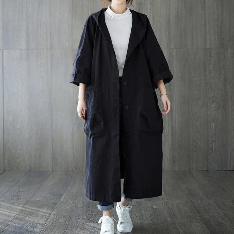 Trench Coat for Women Oversized Water-Resistant With Hood | Long Length 1