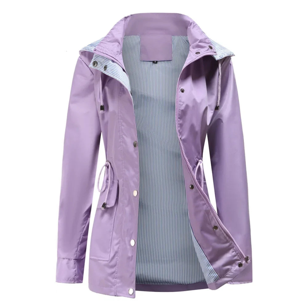 Trench Coat for Women | Waterproof, Removable Hood | Purple