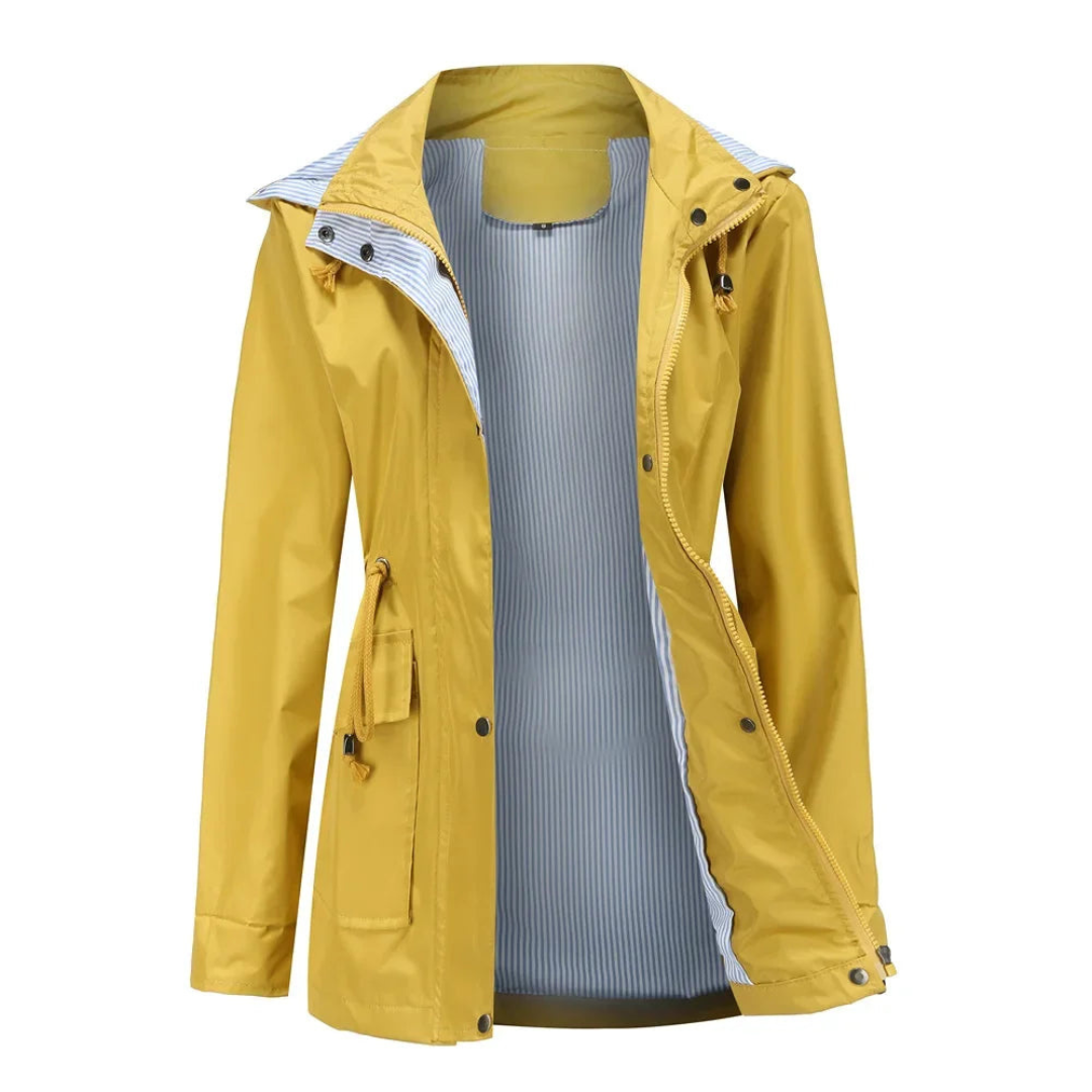 Trench Coat for Women | Waterproof, Removable Hood | Yellow