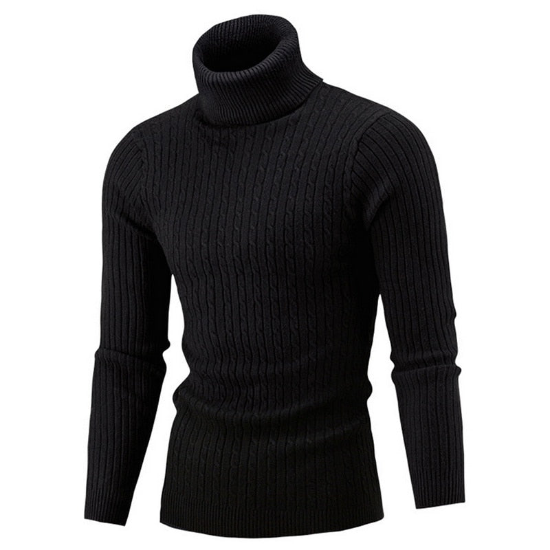 Turtleneck Sweater For Men, Fitted, Thermal Insulation | Black