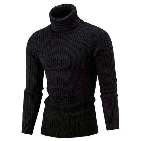 Turtleneck Sweater For Men, Fitted, Thermal Insulation | Black