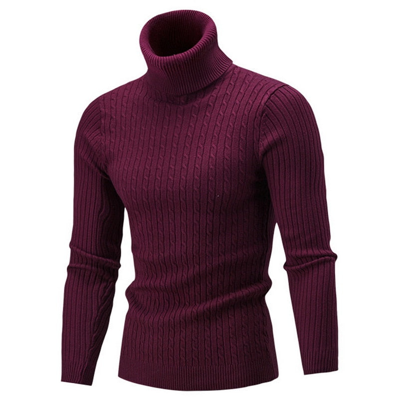 Turtleneck Sweater For Men, Fitted, Thermal Insulation | Bordeaux