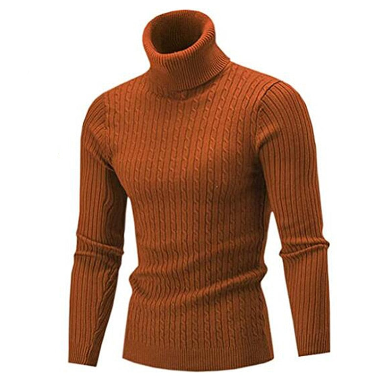 Turtleneck Sweater For Men, Fitted, Thermal Insulation | Brown