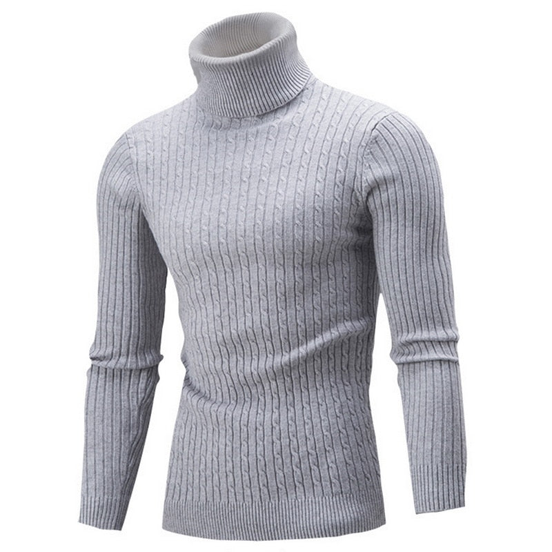 Turtleneck Sweater For Men, Fitted, Thermal Insulation | Light Gray