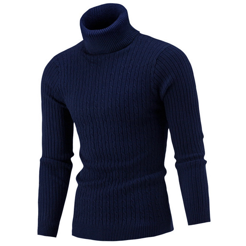 Turtleneck Sweater For Men, Fitted, Thermal Insulation | Navy