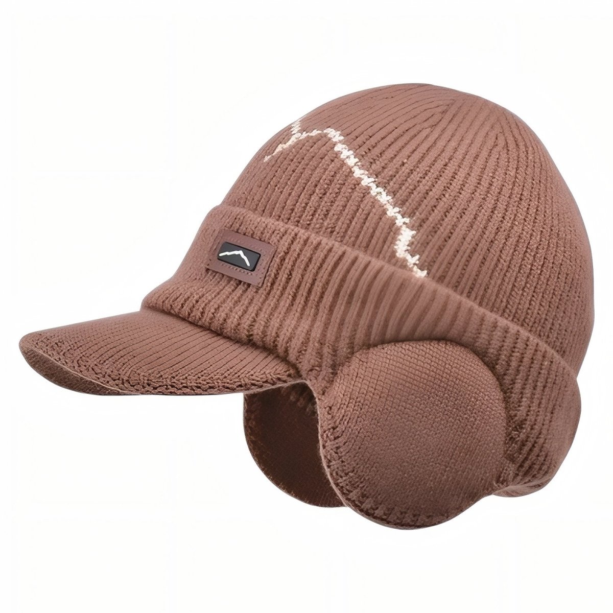 Unisex Winter Hat | Knitted with Ear Flaps and Visor | Brown