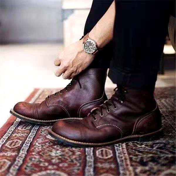 Vintage Leather Boots For Men | Ankle Length | Coffee