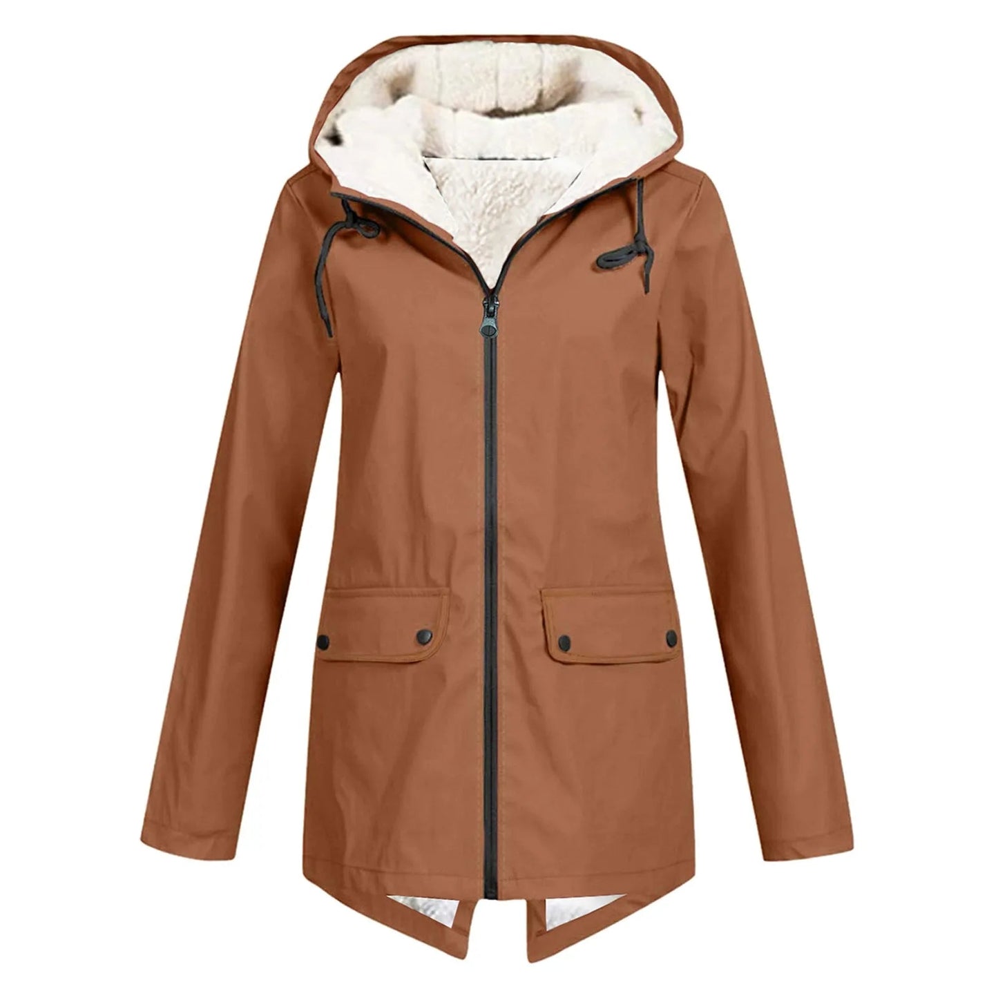 Waterproof Rain Jacket for Women | Hooded, Functional Design | Orange