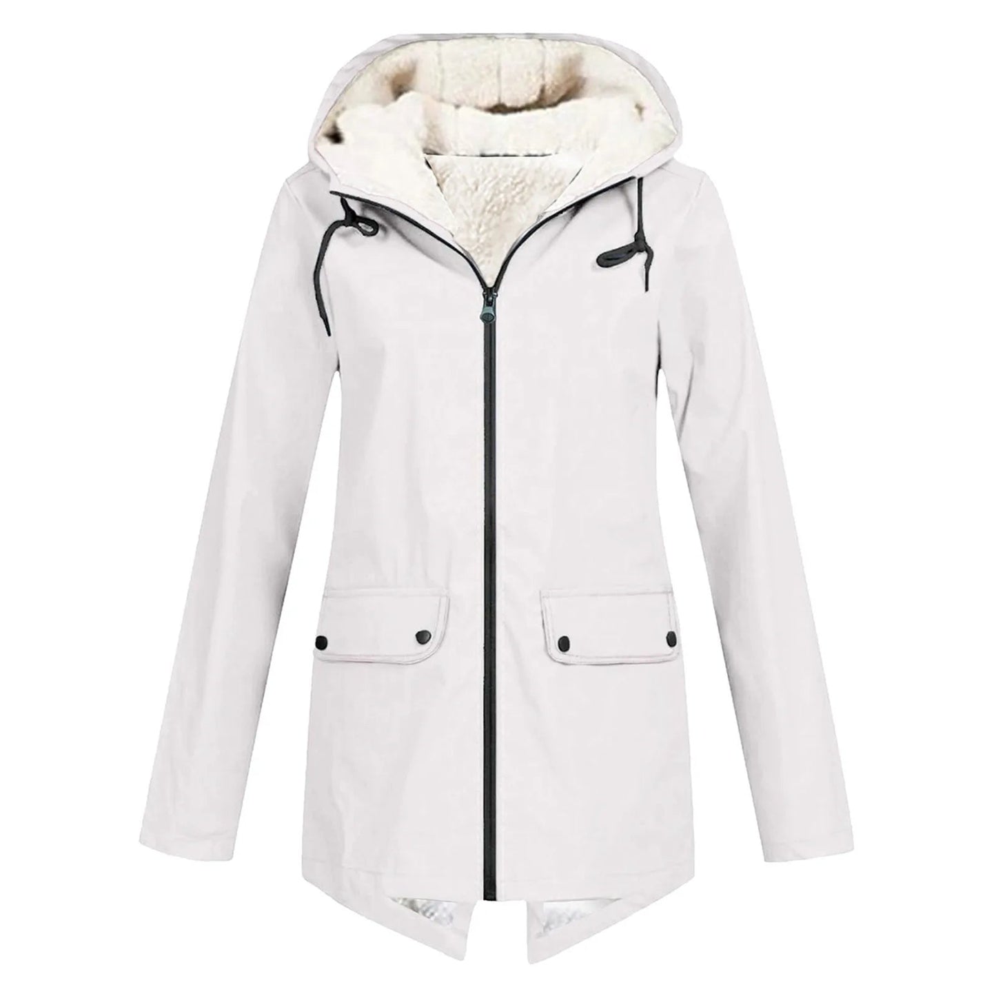 Waterproof Rain Jacket for Women | Hooded, Functional Design | White