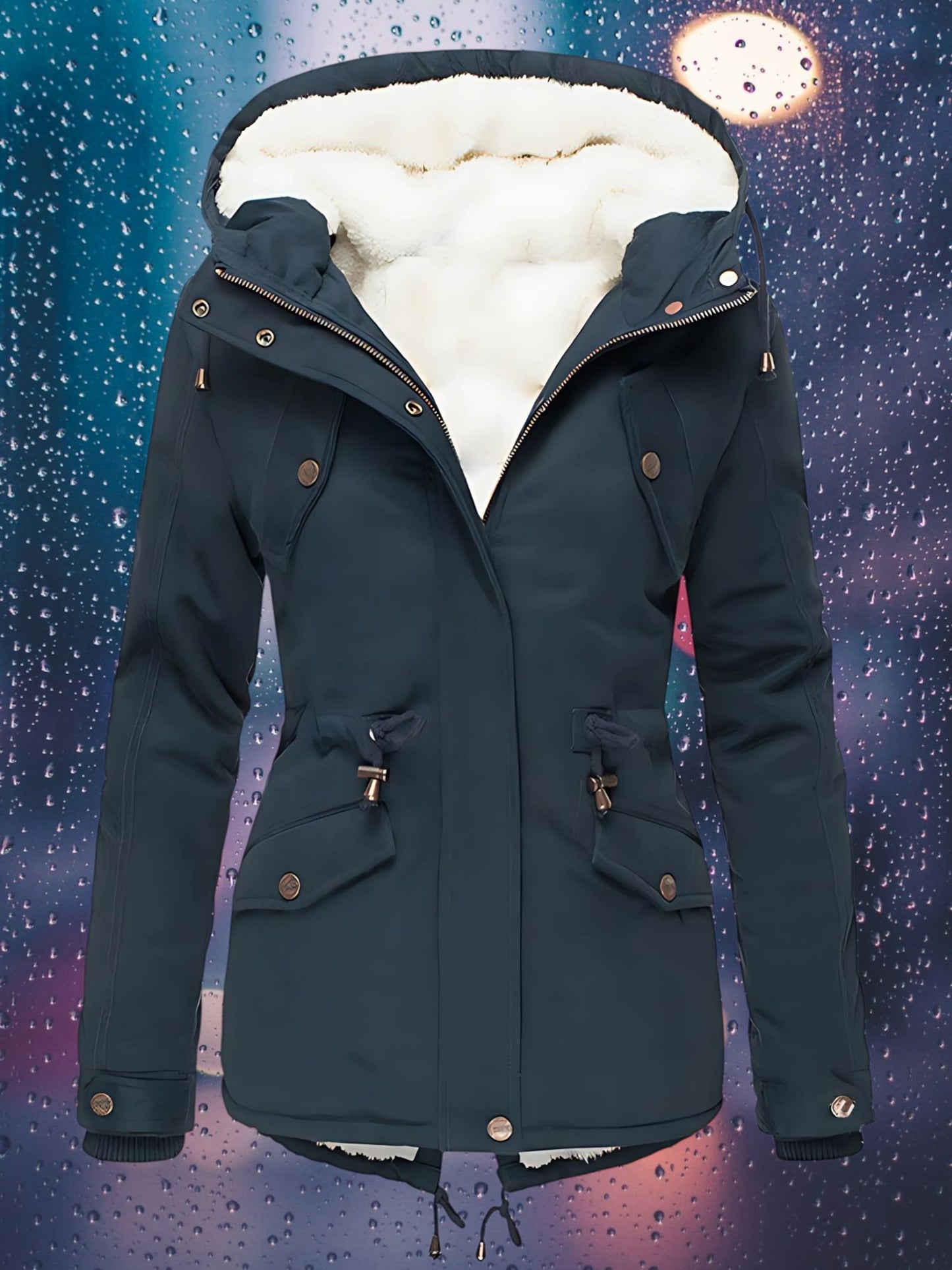 Waterproof Winter Parka Jacket | and Removable Hood | Navy