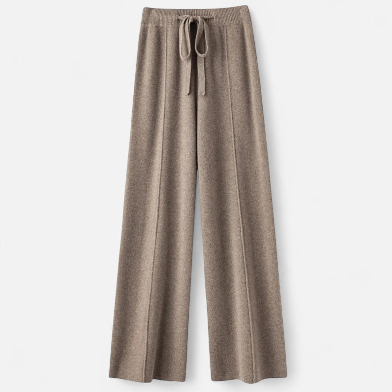Wide Leg knitted pants for women | Autumn-Winter Essential | Brown