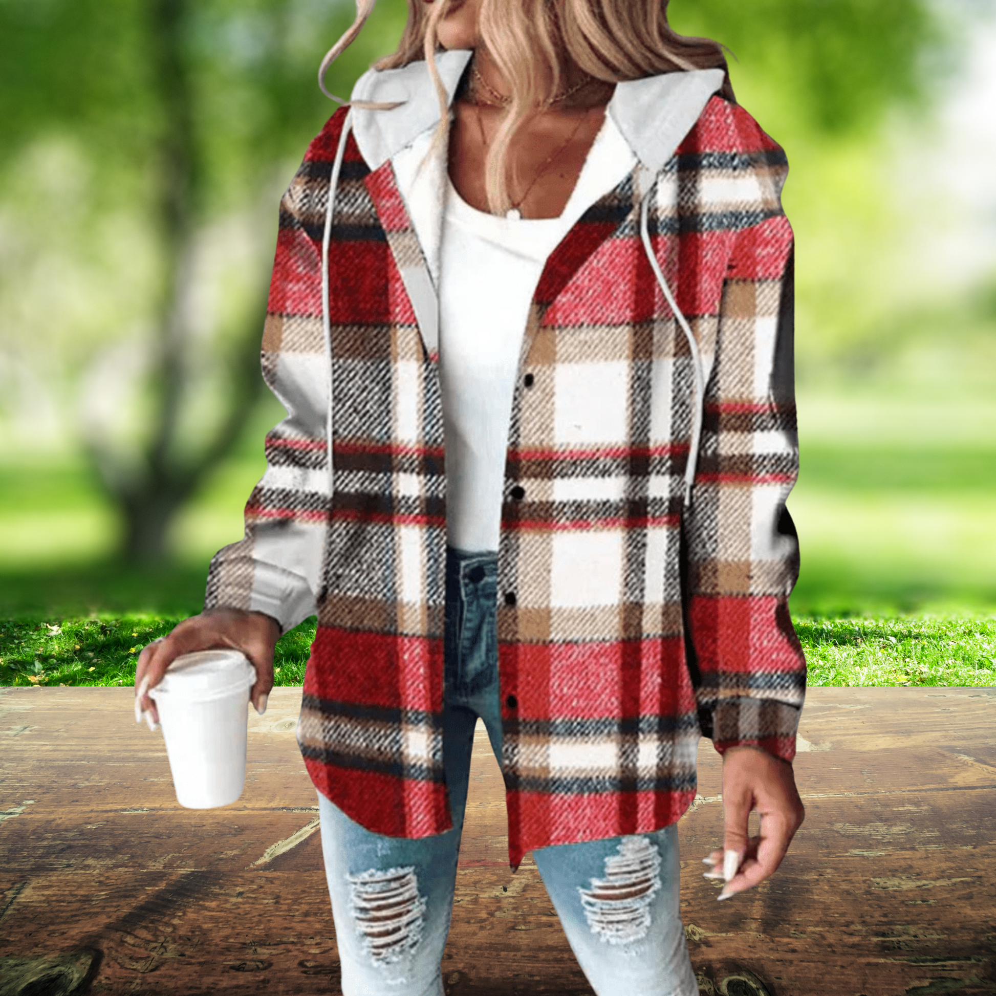 Windproof Women's Jacket in High-Quality Polyester with Long Sleeves | Red