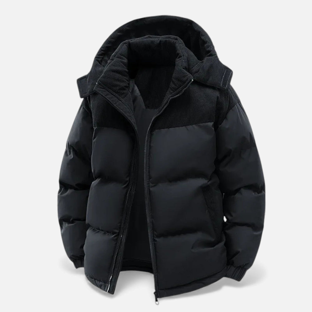 Winter Jacket for Men, Fleece-Lined, Removable Hood | Insulated | Black