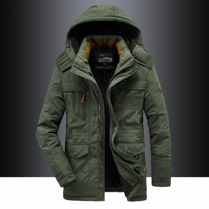 Winter Parka Jacket For Men | Water-Resistant, Adjustable Hood | Dark Green