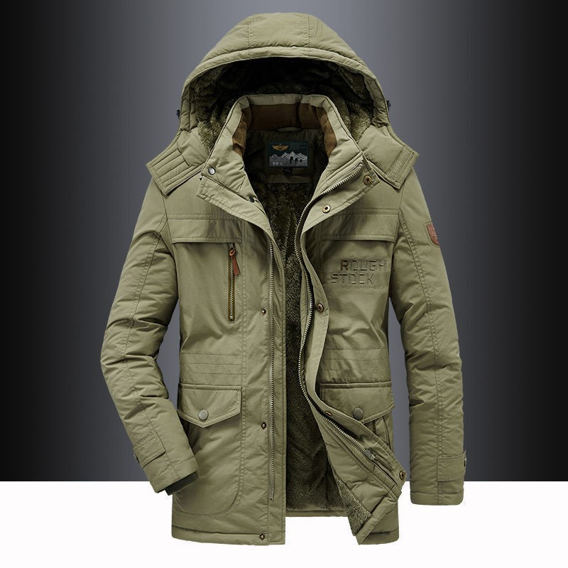 Winter Parka Jacket For Men | Water-Resistant, Adjustable Hood | Green