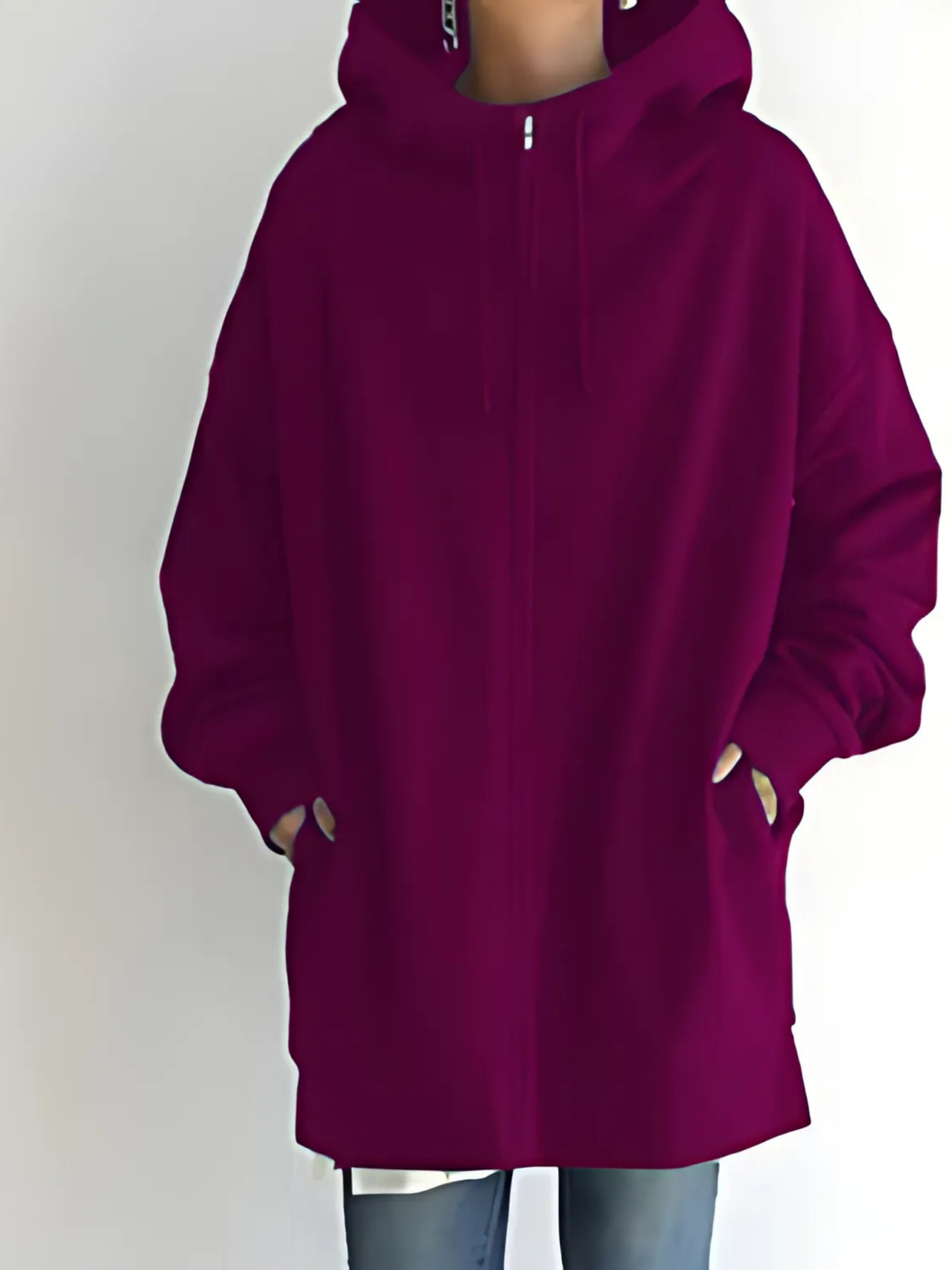 Women's Zip-Up Hoodie | with Pockets | Pink Red