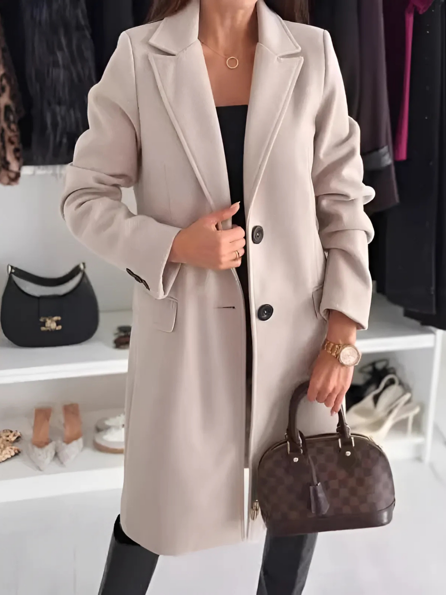 Wool Jacket for Women, Minimalist Design | Winter | Khaki