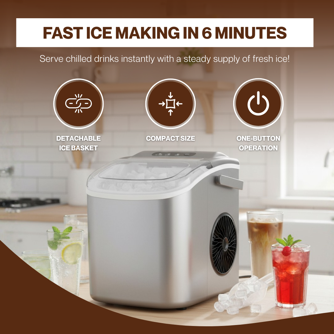Countertop Ice Maker with Self-Cleaning and 26.5 lb Daily Capacity